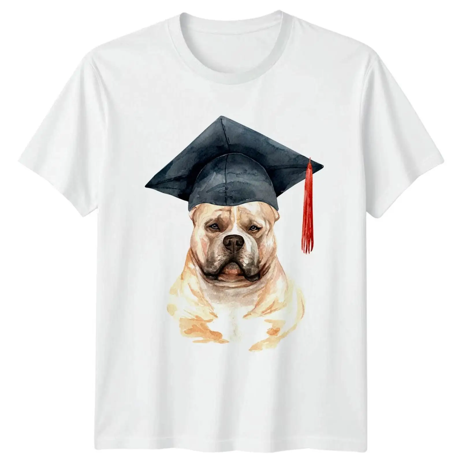 Vintage Fashion Herren - ブルドッグ卒業記念メンズTシャツ犬好き者向け面白い卒業生ヴィンテージウォッシュ加工多用途男性用快適ファッションカジュアル