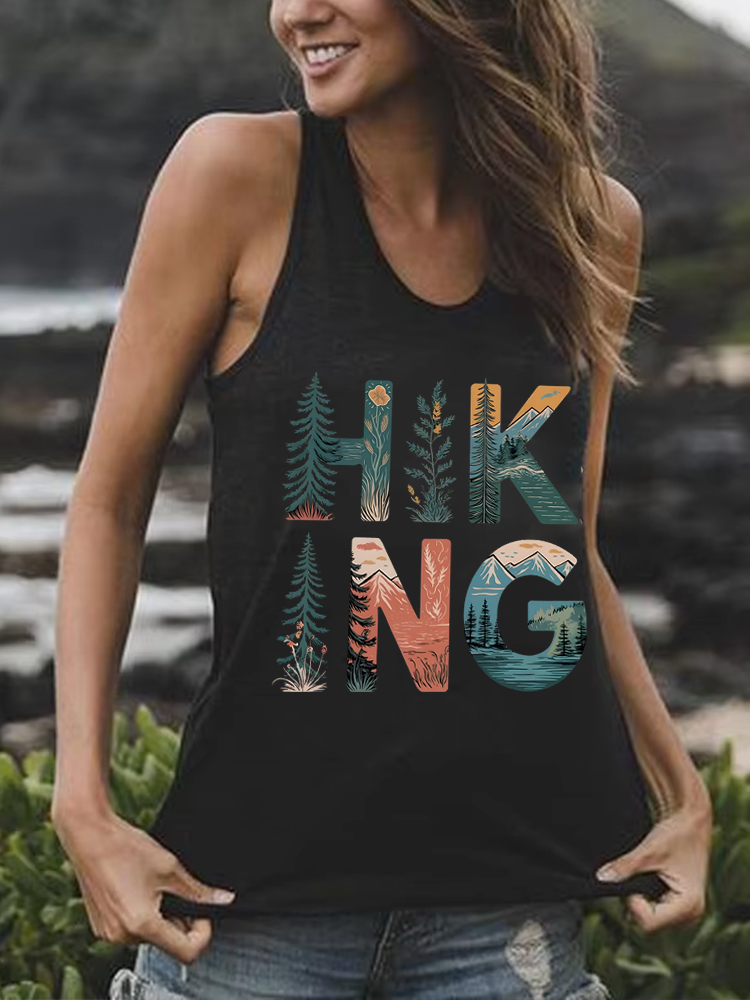 Vintage Fashion Gen Z - ヴィンテージハイキングレーサーバックタンクトップ女性アウトドアキャンプノースリーブ Tシャツファッションアメリカンスタイル世代 Z レトロアウトドアベスト