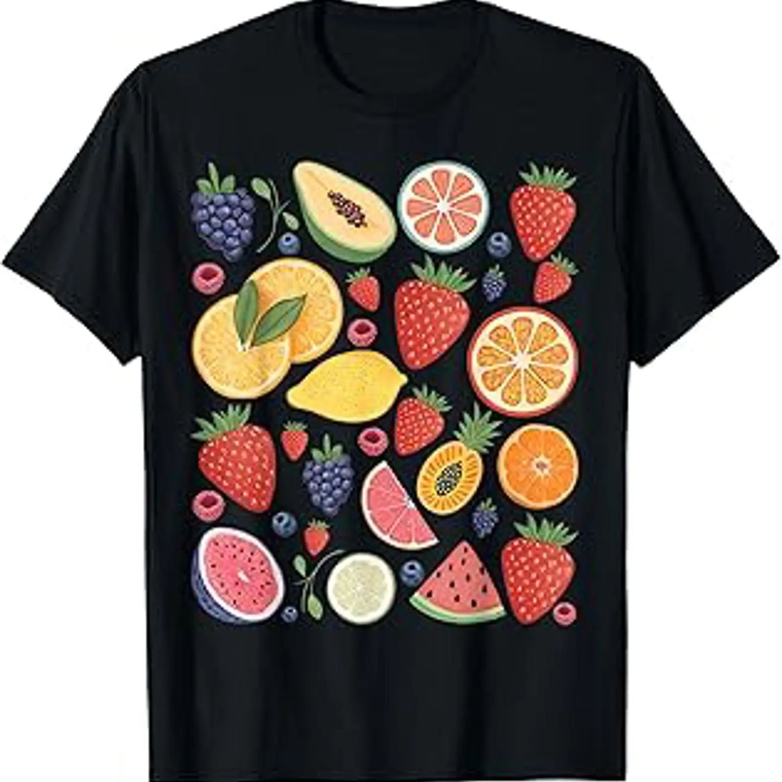 Vintage Fashion Collage - かわいいヴィンテージフルーツコラージュサマービーチバケーションTシャツヴィンテージウォッシュドストリートウェアソフトで快適なユニセックスファッションカジュアルオム
