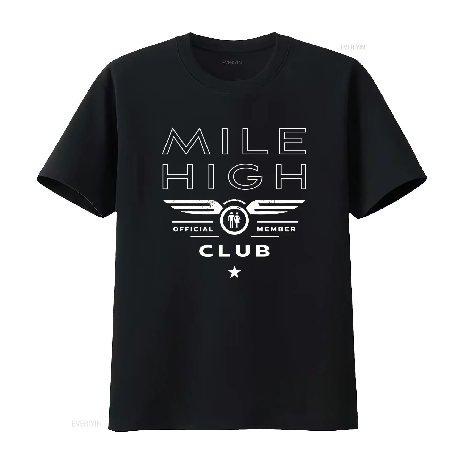 Vintage Fashion Icons - マイルハイクラブ公式会員Tシャツ スタイリッシュなデザイン、大胆なタイポグラフィーと象徴的な翼、ヴィンテージウォッシュ加工、ユニセックスファッション、ソフトな着心地