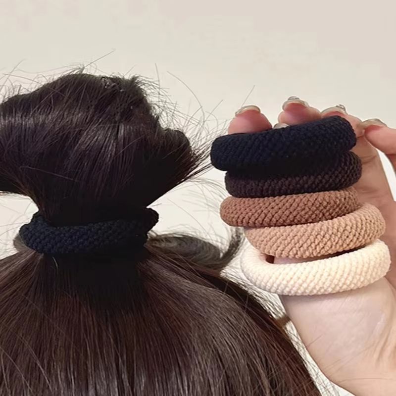 Vintage Fashion Rings - 5/10 個の厚みのあるヘアネクタイ女性用高弾性カラフルなヘアリング絶妙なシュシュ髪に優しいロープアクセサリーセット