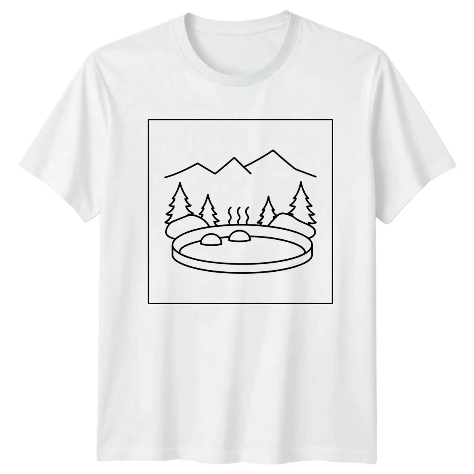 Vintage Fashion Herren - アウトドア温泉風景 メンズTシャツ レディース グラフィックトップス ヴィンテージ ウォッシュ加工