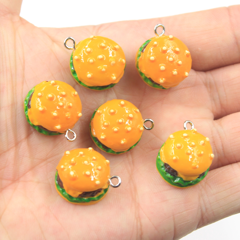 Vintage Fashion Finds - 10 個チャーム模造バーガー食品ハンバーガー 20x17x12mm アンティークシルバーカラーペンダント作成 DIY 手作りチベット製品ジュエリー