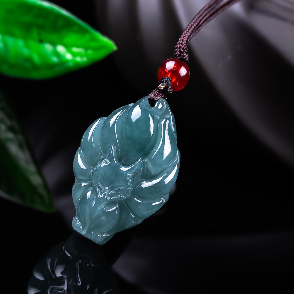Vintage Fashion And Design - 天然ビルマ翡翠フォックスペンダントネックレスヴィンテージアクセサリー宝石本物の翡翠デザイナーファッションジュエリー女性へのギフト