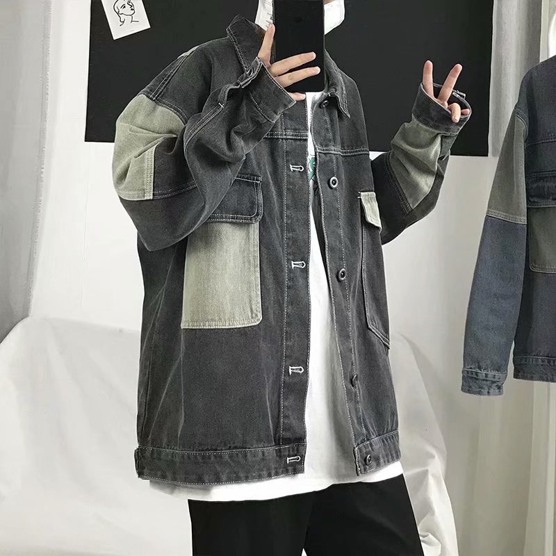 Patchwork Jean Jacket - 2026 メンズカジュアルオーバーサイズデニムジャケット韓国ストリートウェアメンズジーンズジャケットコートカジュアルウィンドブレーカーオーバーオールコートアウターウェア S-4XL
