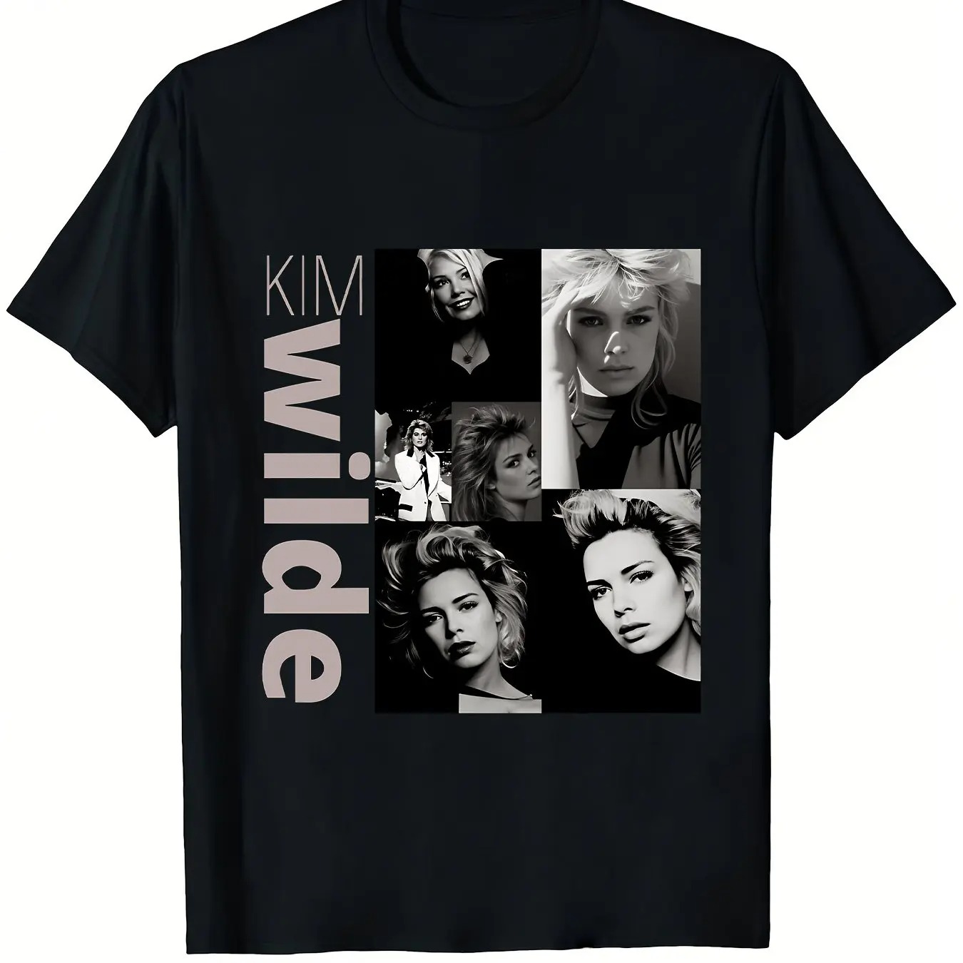 Vintage Fashion Collage - キム・ワイルド ヴィンテージ グラフィック Tシャツ ファン向け ブラック