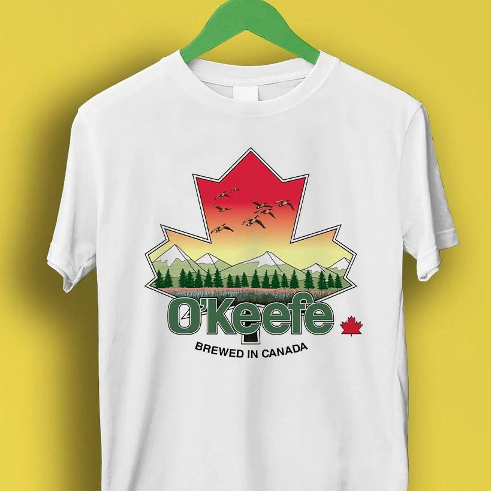 Vintage Fashion Canada - O'Keefe カナダ産メープルリーフビールをテーマにしたカジュアルTシャツ ヴィンテージウォッシュドファッションストリートウェアに最適 ユニセックス