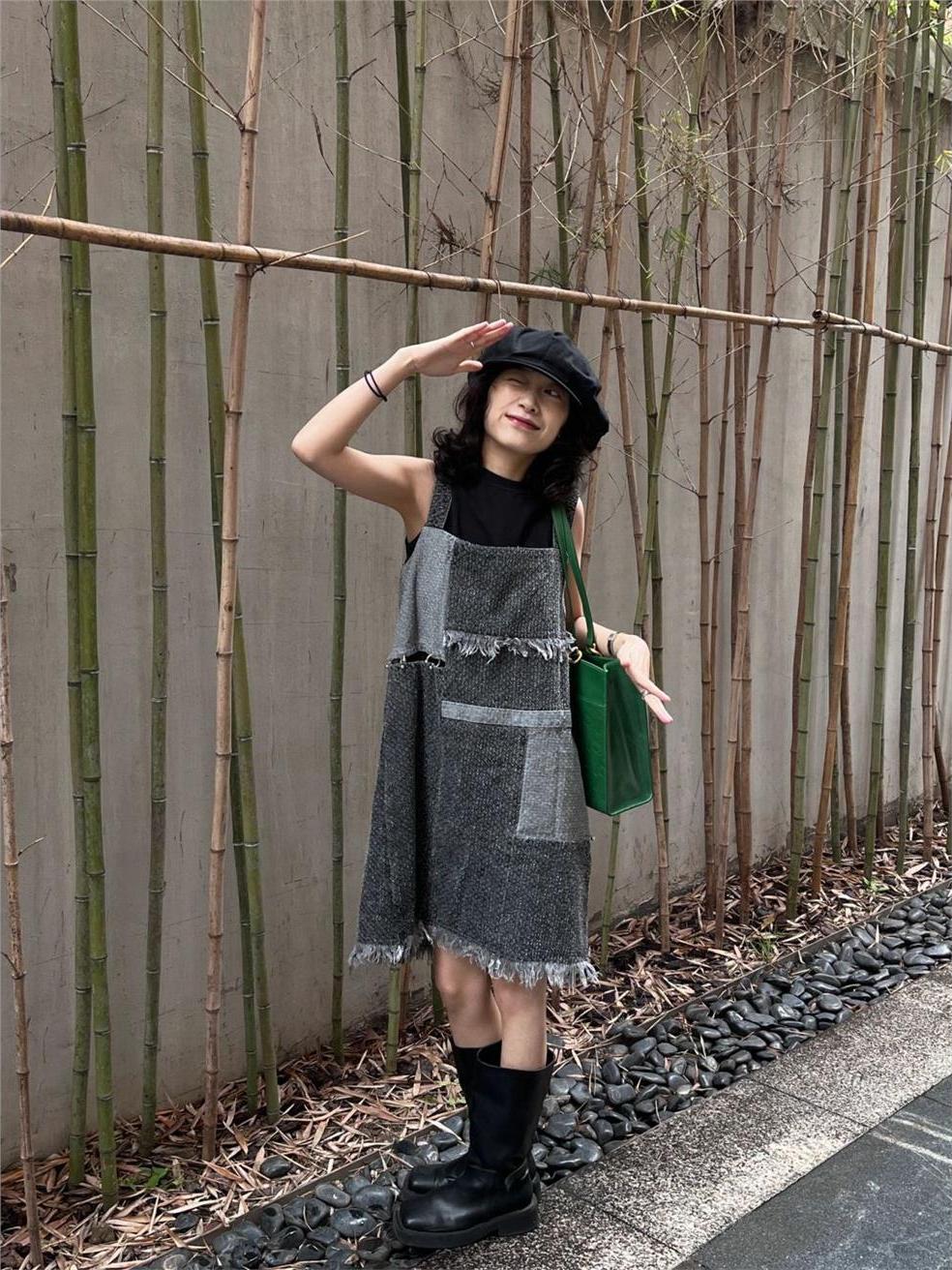Denim Skirt Midi Vintage - 夏のデザートスタイル半袖デニムスカートセクシーガールリップドデザインミディドレスヴィンテージ雰囲気カジュアルウェア