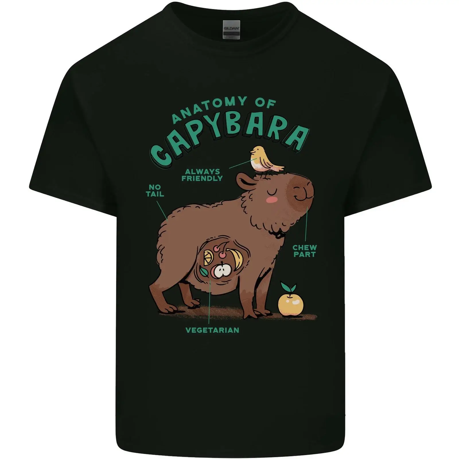 Vintage Fashion Herren - カピバラの面白い姿を描いたメンズ軽量コットンTシャツ、ヴィンテージ風ウォッシュ加工、通気性のあるファッション、ユニセックス、ストレッチ素材