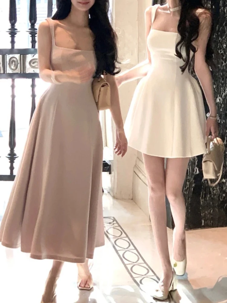 Vintage Fashion Korea - 女性のための赤いストラップ付きのミニドレス,ノースリーブ,イブニングウェア,カジュアル,エレガント,ワンピース,韓国のファッション,夏