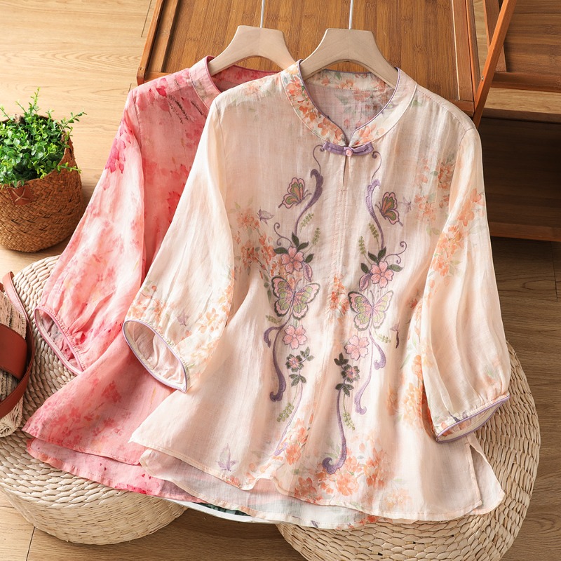 中国風の女性のブラウス刺繍ヴィンテージシャツファッションルー - Vintage Fashion In Chinese のレビューと価格