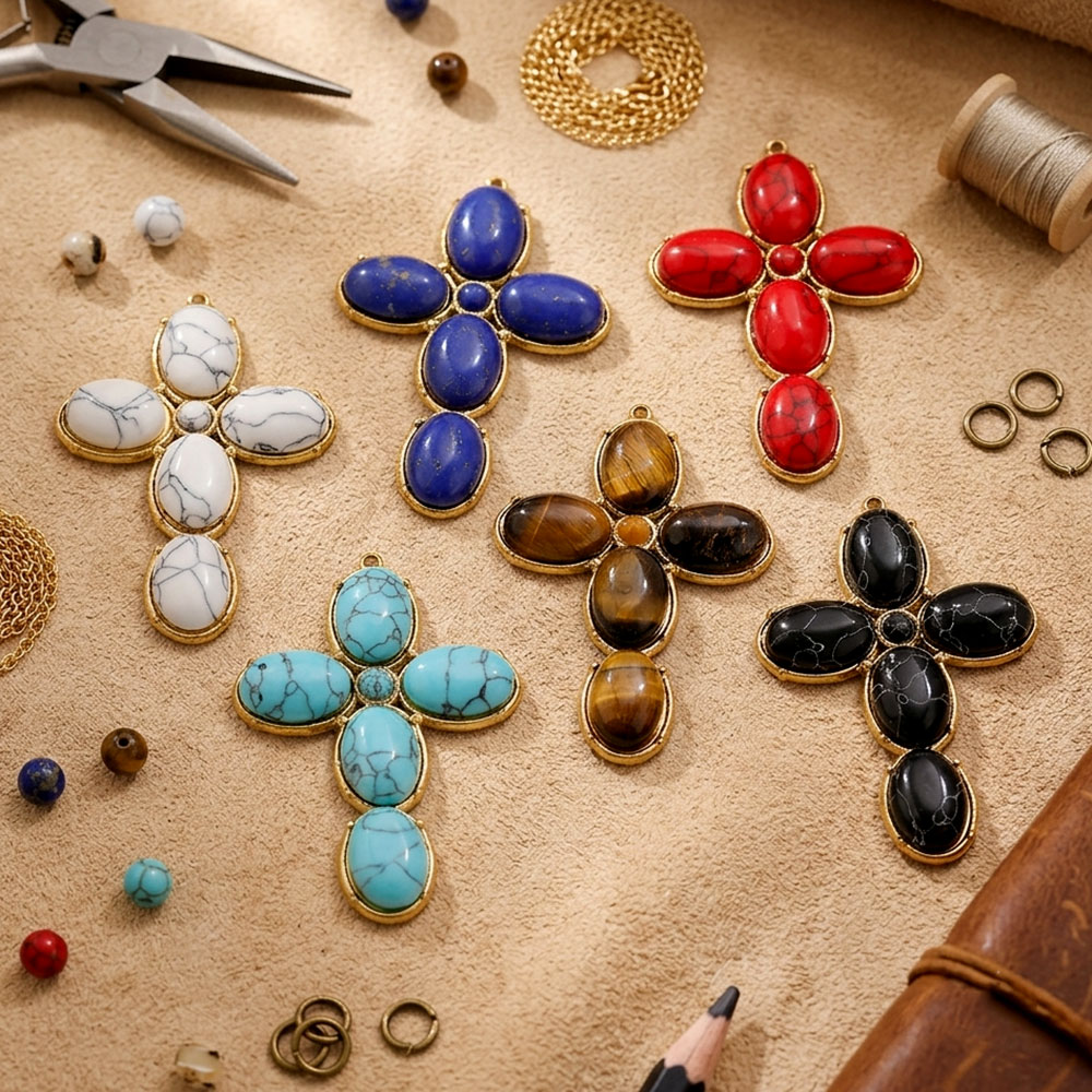 ステンレス製チャーム ヴィンテージ風大型クロスペンダントチャ - Vintage Fashion Finds のレビューと価格