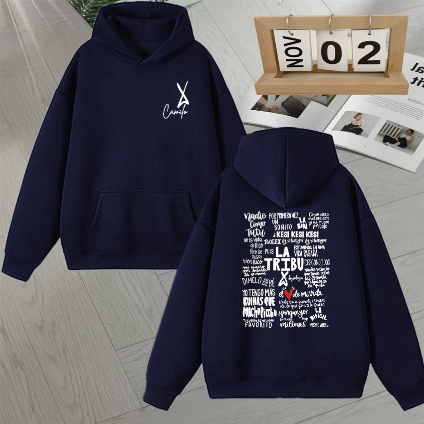 歌手カミロ・ラ・トリブアルバムレタープリントパーカーユニセッ - Vintage Fashion La のレビューと価格