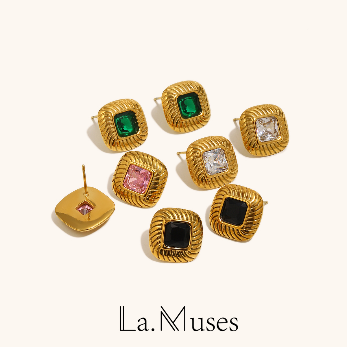 La. Mstes-twill-女性用スクエアジルコンイヤリ - Vintage Fashion La のレビューと価格