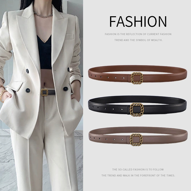 レディースヴィンテージスクエアバックルレザーベルト；女性用多 - Vintage Fashion Look のレビューと価格