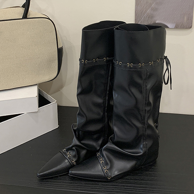 Liyke ファッションデザイン巾着レースアップニーハイブー - Vintage Fashion And Design のレビューと価格