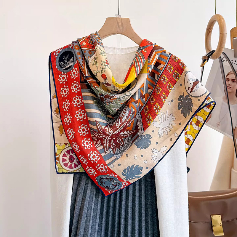 30% マルベリーシルク 70% ウールスカーフ 90x90 - Vintage Fashion Collage のレビューと価格