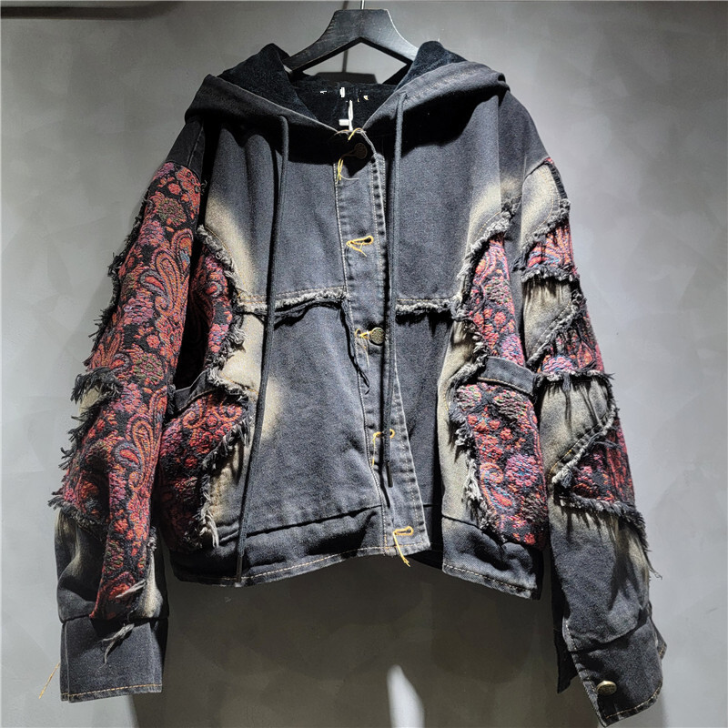 WTHT ファッション レディース ウォッシュ パッチワーク - Patchwork Jean Jacket のレビューと価格