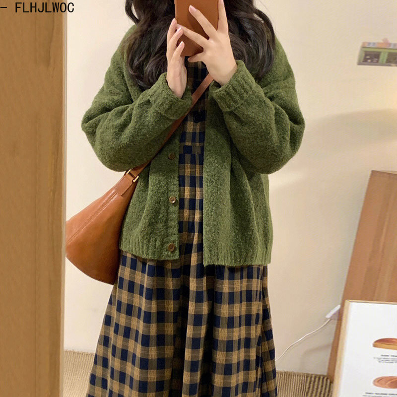 コットンチェックドレス,エレガント,韓国ファッション,日本の - Vintage Fashion Korea のレビューと価格