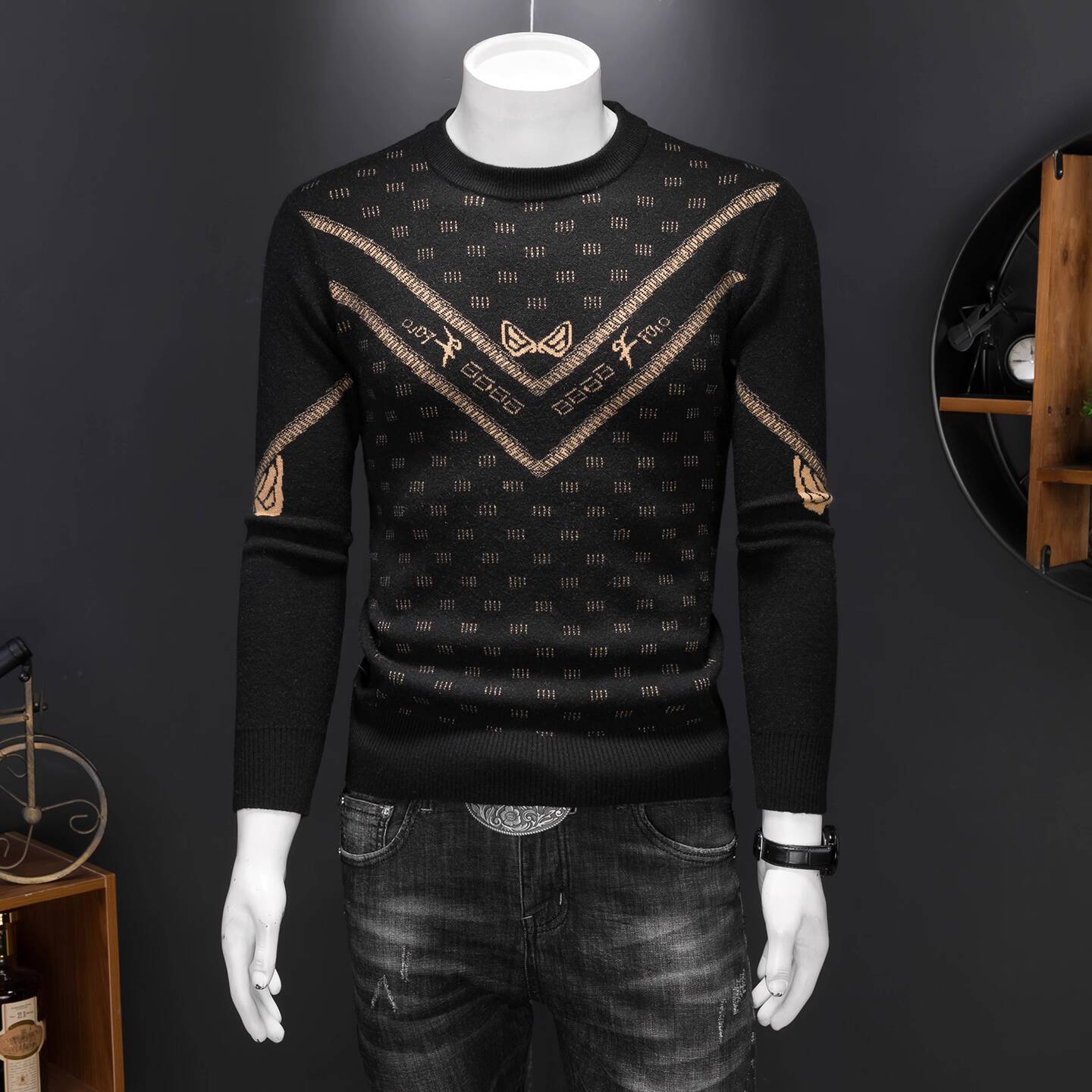 ヴィンテージファッションセーター男性冬メンズジャカードセータ - Vintage Fashion Outfits Men のレビューと価格