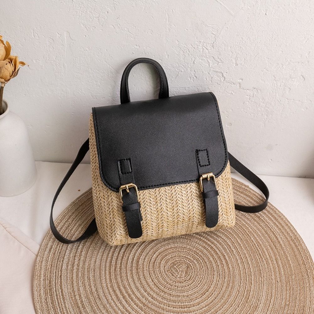 多用途バッグ PU レザーわらバックパックレトロデザインエレ - Vintage Fashion Look のレビューと価格