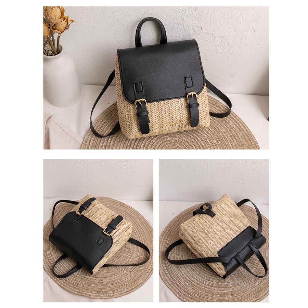 多用途バッグ PU レザーわらバックパックレトロデザインエレ - Vintage Fashion Look のレビューと価格