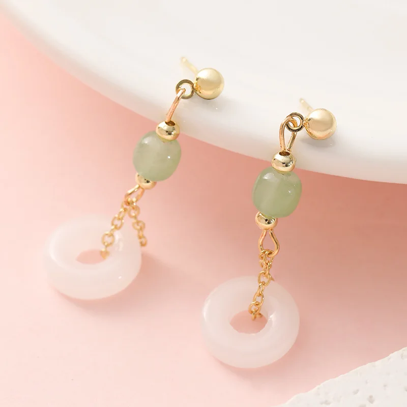 天然本翡翠リングイヤリング石のお守りヴィンテージジュエリーギ - Vintage Fashion Rings のレビューと価格