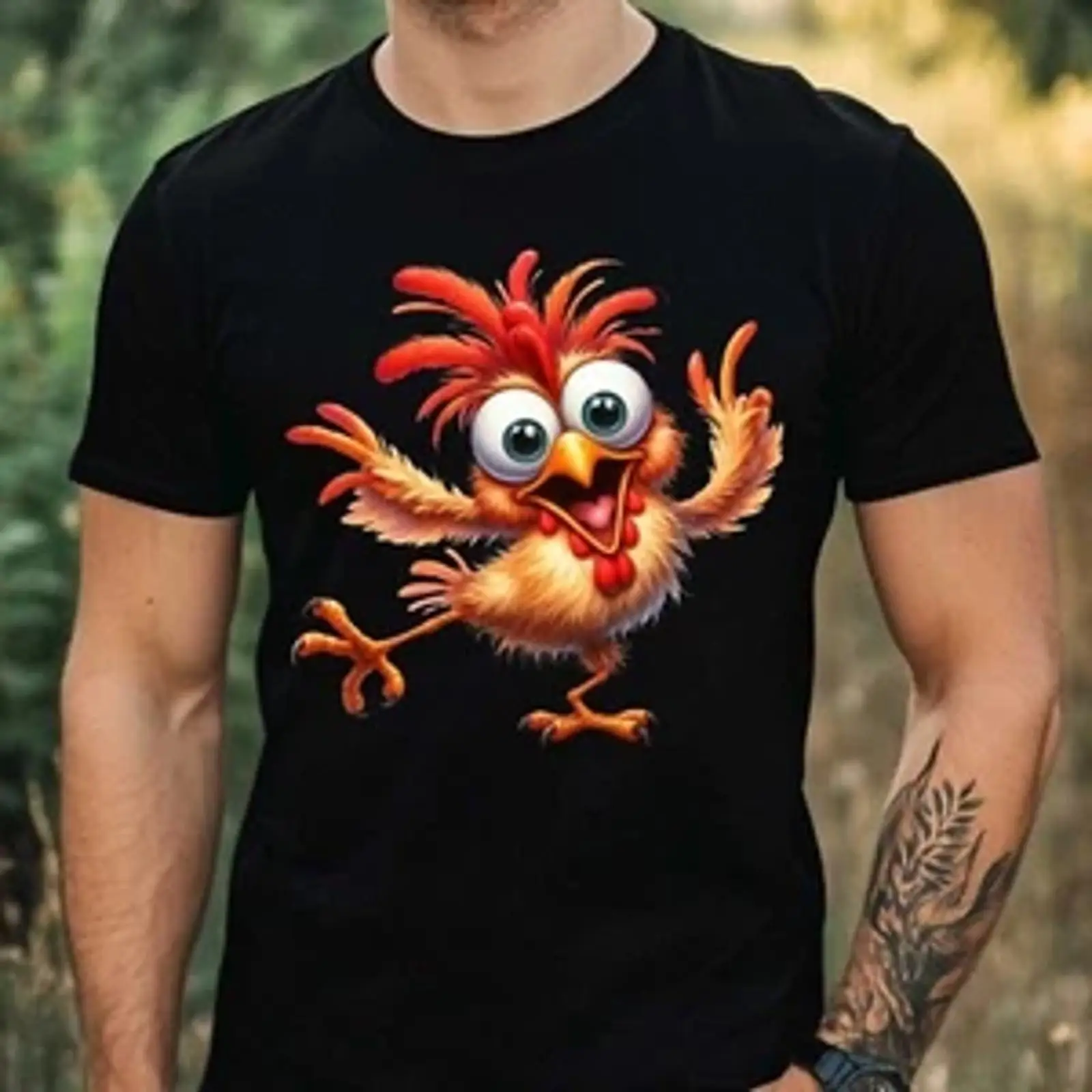 Tシャツ メンズ 面白い鶏柄 綿100% XS～5XL ヴィ - Vintage Fashion Herren のレビューと価格