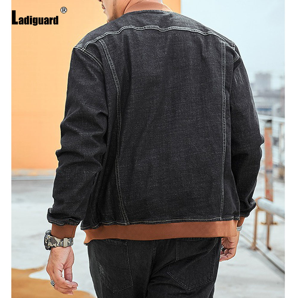 クラシックなメンズジャケット,レトロスタイル,ジーンズ,ラー - Patchwork Jean Jacket のレビューと価格