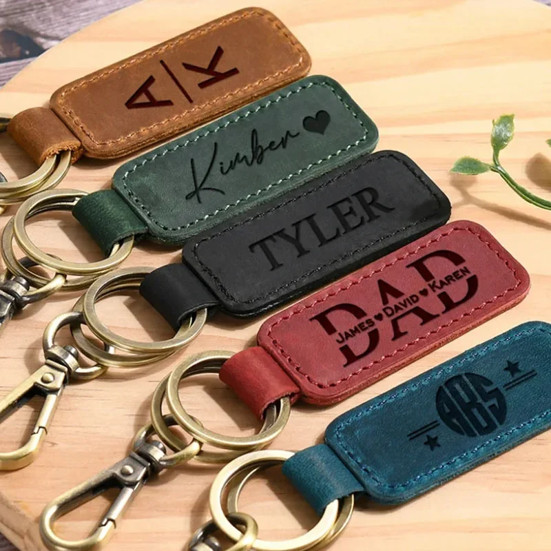 男性と女性のためのパーソナライズされた革のキーホルダー,ヴィ - Vintage Fashion Rings のレビューと価格