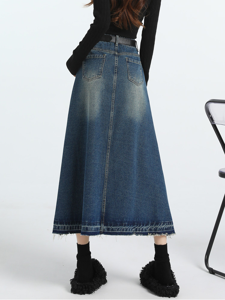 ハイウエストヴィンテージ A ラインジーンズスカート女性秋冬 - Denim Skirt Midi Vintage のレビューと価格