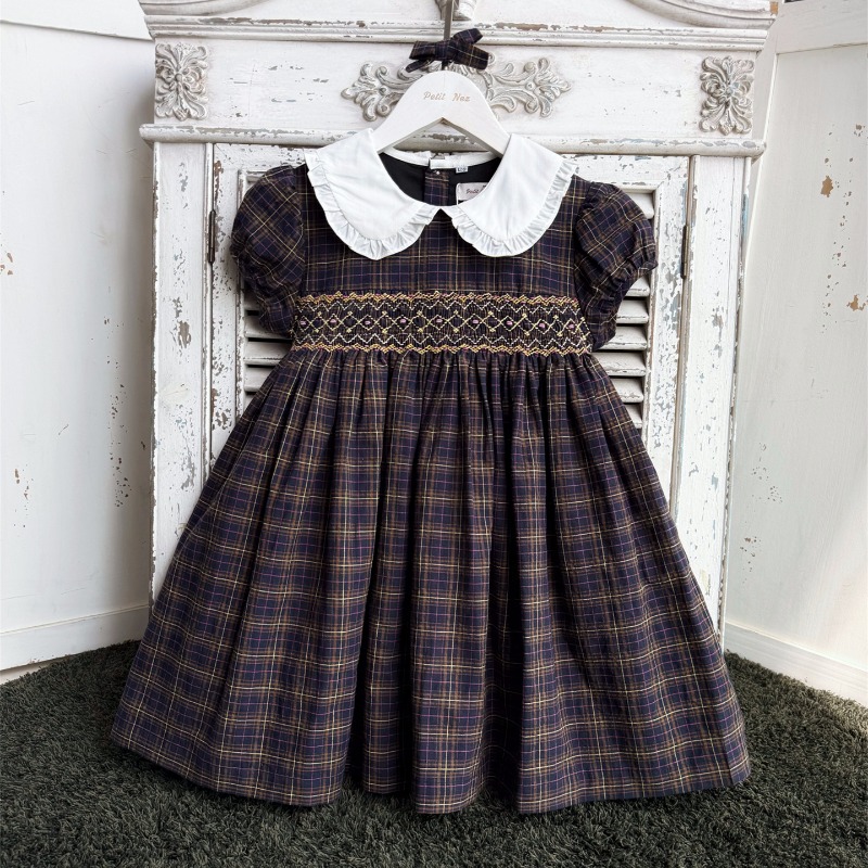 ヴィンテージダークブルー手刺繍ガールズ長袖ドレスインハンドメ - Vintage Fashion La のレビューと価格