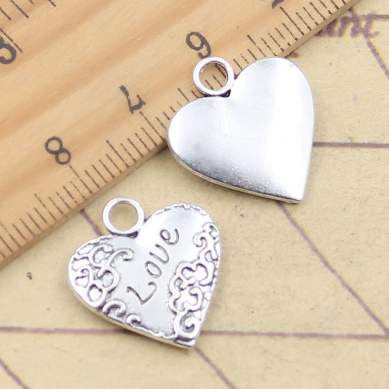 10 個チャームハート愛 19 × 18 ミリメートルアンテ - Vintage Fashion Finds のレビューと価格