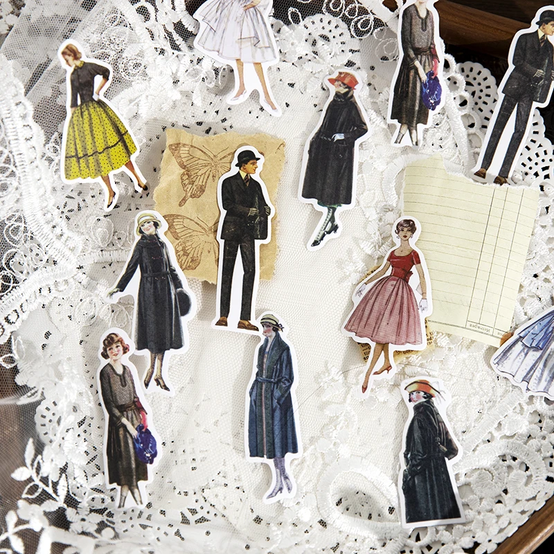 30 個ヴィンテージレディースジェントルマンステッカージャン - Vintage Fashion Collage のレビューと価格