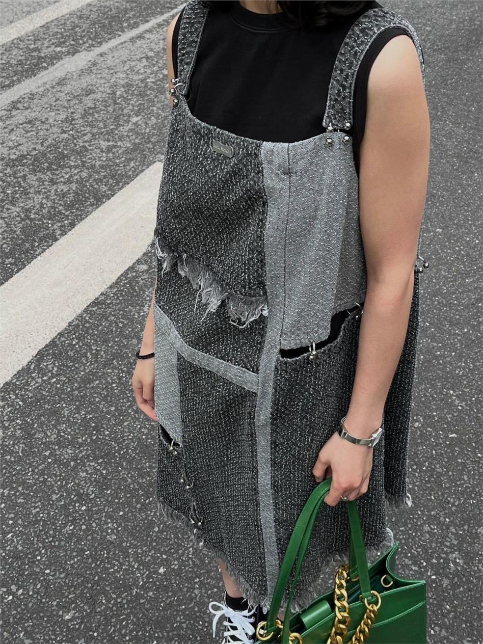 夏のデザートスタイル半袖デニムスカートセクシーガールリップド - Denim Skirt Midi Vintage のレビューと価格