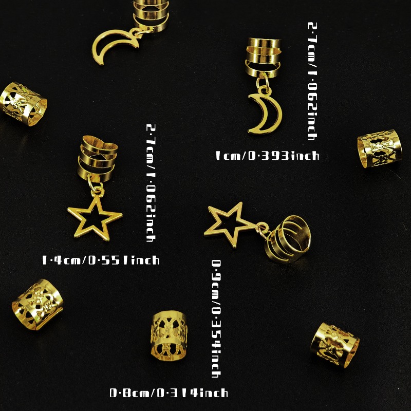44個入り ゴールドメタルスター＆ムーンヘアリング ドレッド - Vintage Fashion Rings のレビューと価格
