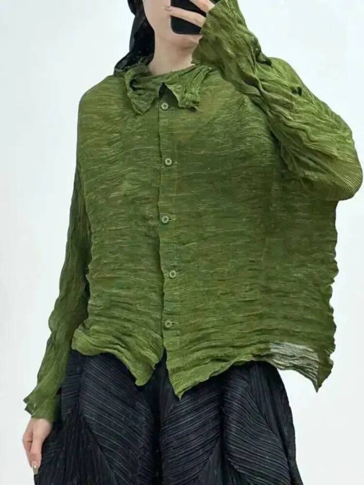 ファッションソリッドカラー折りたたみ Tシャツ女性の長袖シン - Vintage Fashion Build のレビューと価格