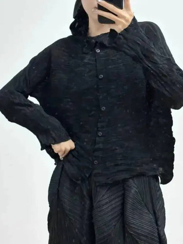 ファッションソリッドカラー折りたたみ Tシャツ女性の長袖シン - Vintage Fashion Build のレビューと価格