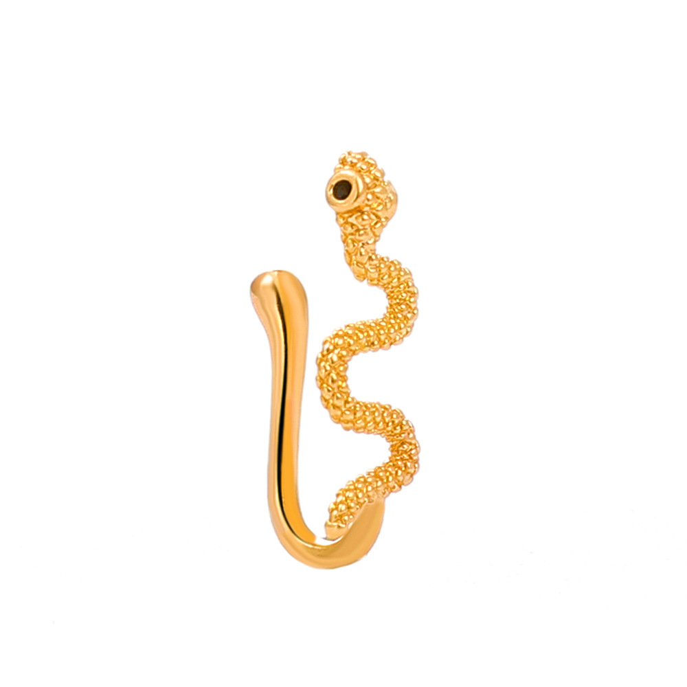 ゴールドテクスチャスネークシェイプノーズカフノンピアスセプタ - Vintage Fashion Rings のレビューと価格