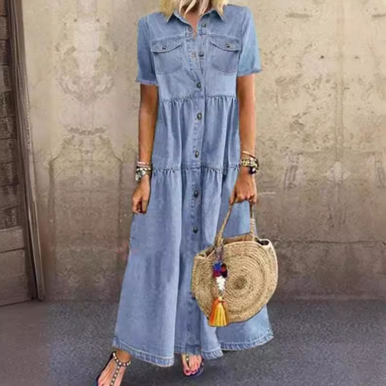 ヴィンテージスタイル ロング丈 マルチバックル デニムワンピ - Denim Skirt Midi Vintage のレビューと価格