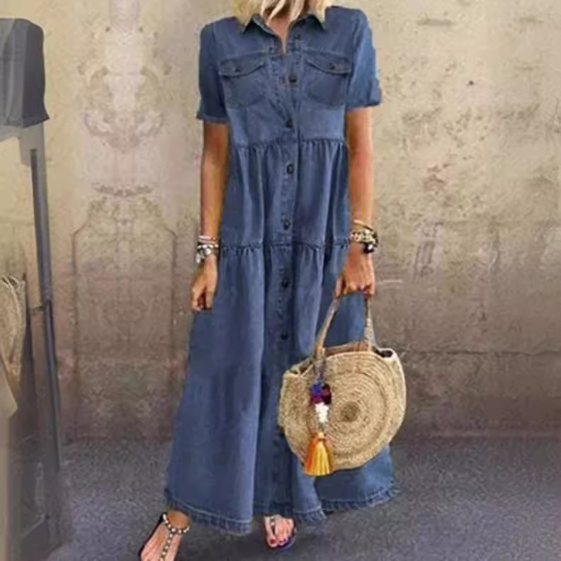 ヴィンテージスタイル ロング丈 マルチバックル デニムワンピ - Denim Skirt Midi Vintage のレビューと価格