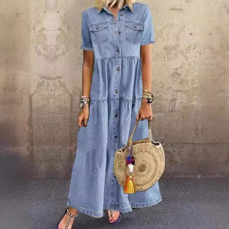ヴィンテージスタイル ロング丈 マルチバックル デニムワンピ - Denim Skirt Midi Vintage のレビューと価格