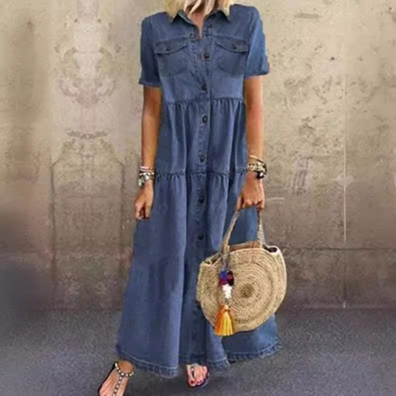 ヴィンテージスタイル ロング丈 マルチバックル デニムワンピ - Denim Skirt Midi Vintage のレビューと価格