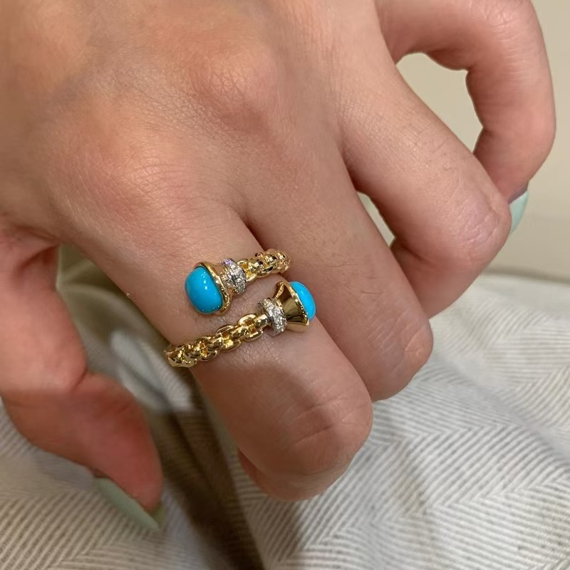 オールドマネースタイルゴールド合成ターコイズダイヤモンドリン - Vintage Fashion Old Money のレビューと価格