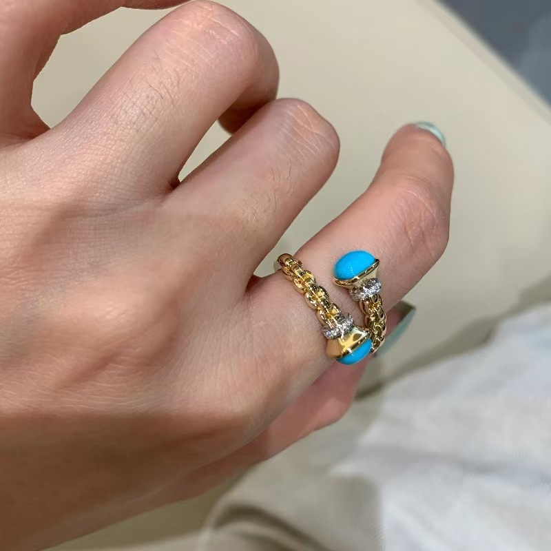 オールドマネースタイルゴールド合成ターコイズダイヤモンドリン - Vintage Fashion Old Money のレビューと価格