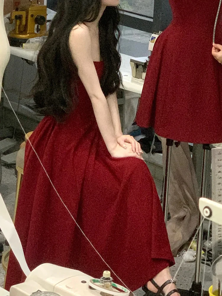 女性のための赤いストラップ付きのミニドレス,ノースリーブ,イ - Vintage Fashion Korea のレビューと価格