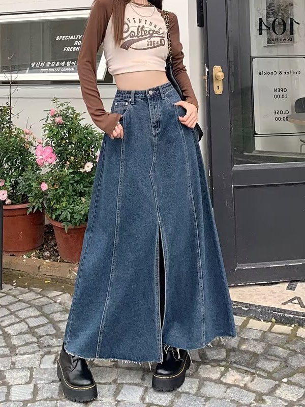 ハイウエストスリットデニムスカート レディース 春夏 ヴィン - Denim Skirt Midi Vintage のレビューと価格