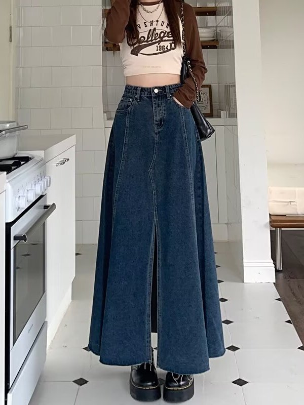 ハイウエストスリットデニムスカート レディース 春夏 ヴィン - Denim Skirt Midi Vintage のレビューと価格