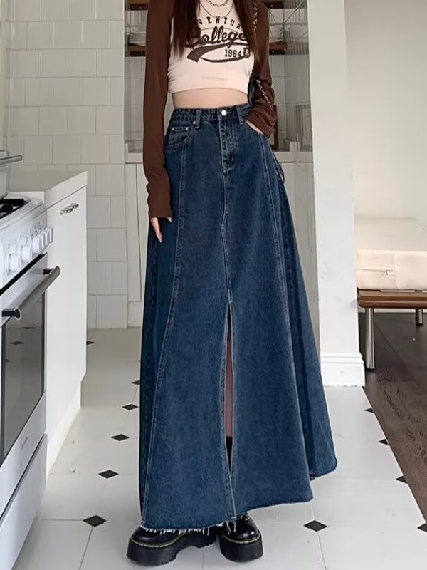 ハイウエストスリットデニムスカート レディース 春夏 ヴィン - Denim Skirt Midi Vintage のレビューと価格