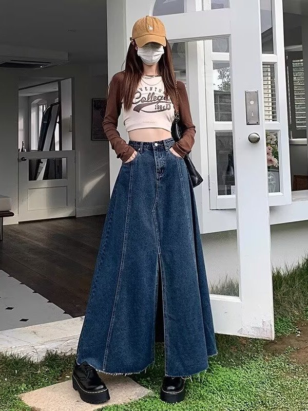 ハイウエストスリットデニムスカート レディース 春夏 ヴィン - Denim Skirt Midi Vintage のレビューと価格
